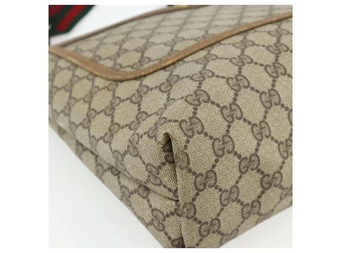 Borsa Tote GUCCI GG Supreme Web Sherry Line PVC Beige Oro 39 02 003 Auth ka4157 - vista 11