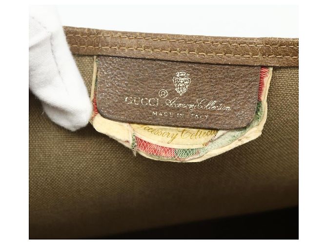 Borsa Tote GUCCI GG Supreme Web Sherry Line PVC Beige Oro 39 02 003 Auth ka4157 - vista 15