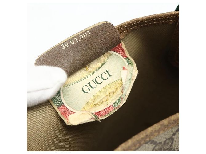 Borsa Tote GUCCI GG Supreme Web Sherry Line PVC Beige Oro 39 02 003 Auth ka4157 - vista 20