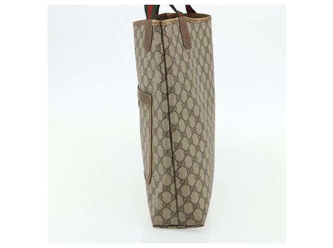 Borsa Tote GUCCI GG Supreme Web Sherry Line PVC Beige Oro 39 02 003 Auth ka4157 - vista 5