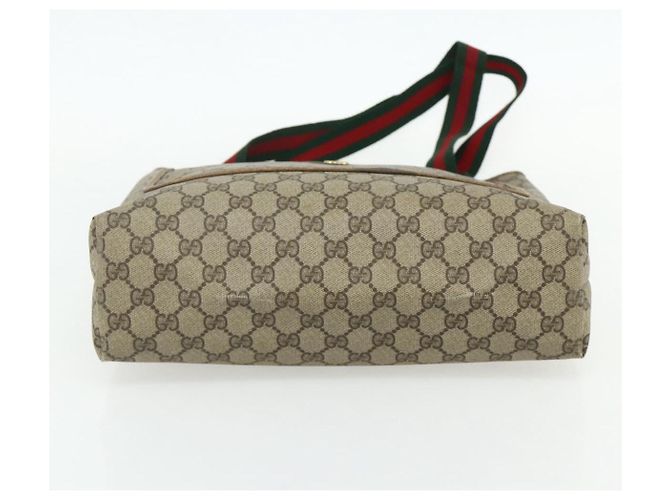 Borsa Tote GUCCI GG Supreme Web Sherry Line PVC Beige Oro 39 02 003 Auth ka4157 - vista 9