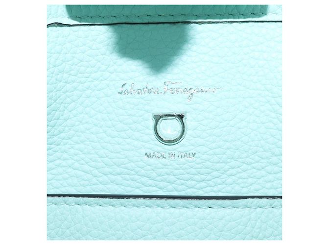 Borsa a Spalla Salvatore Ferragamo Gancini in Pelle Argento Peppermint Auth BD070AV Verde - vista 19