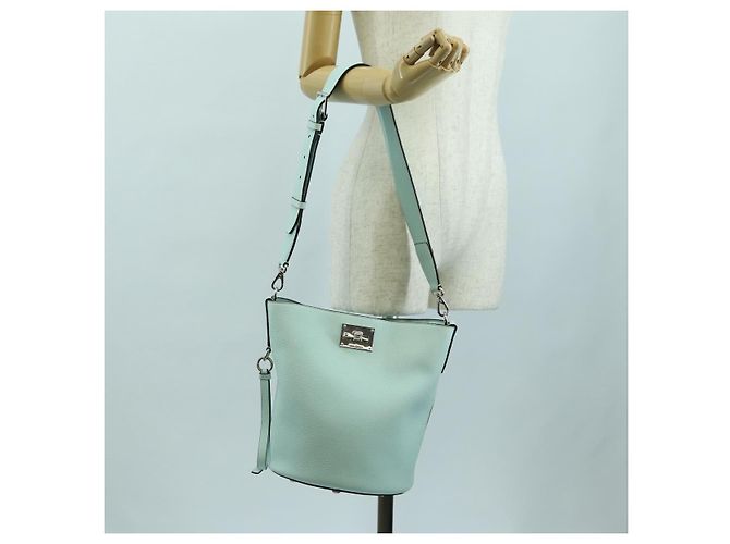Borsa a Spalla Salvatore Ferragamo Gancini in Pelle Argento Peppermint Auth BD070AV Verde - vista 25