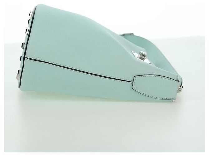 Borsa a Spalla Salvatore Ferragamo Gancini in Pelle Argento Peppermint Auth BD070AV Verde - vista 5