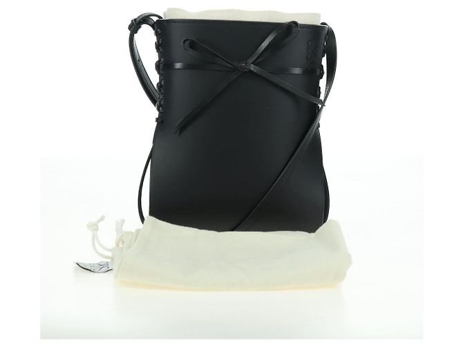 LOEWE Anagram Ikebana Shoulder Bag Leather Black Gold Auth BA3690 Nero D'oro - vista 26