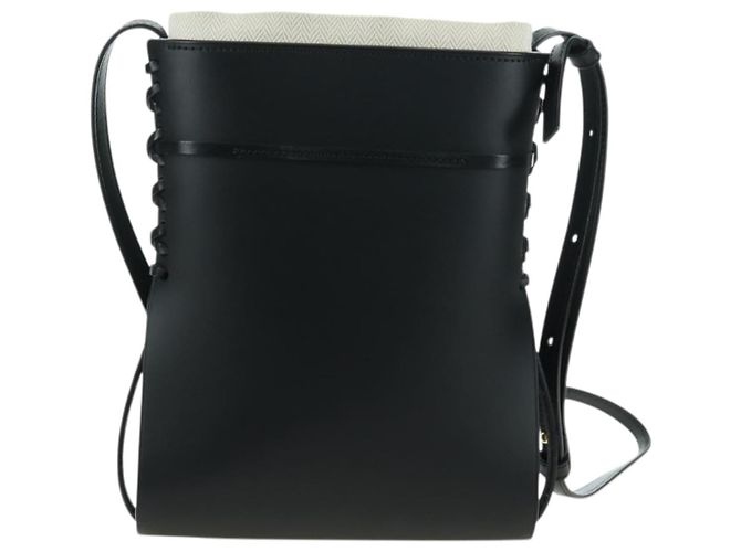 LOEWE Anagram Ikebana Shoulder Bag Leather Black Gold Auth BA3690 Nero D'oro - vista 3