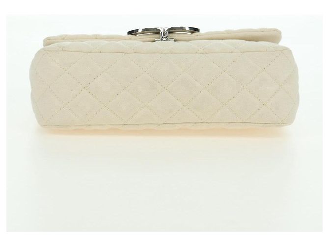 CHANEL Matelasse Chain Shoulder Bag Canvas White Silver CC Auth 121513 Argento Bianco - vista 9
