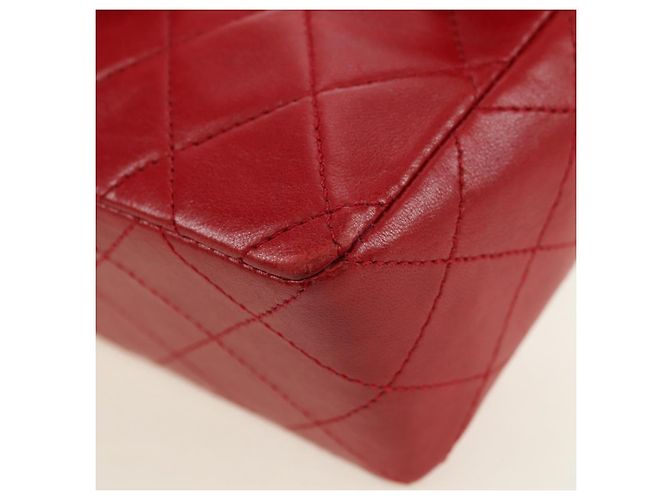 Borsa CHANEL Mini Matelasse 17 in pelle di agnello rossa e oro CC Auth 156630 Rosso D'oro - vista 11