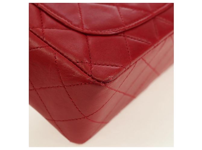 Borsa CHANEL Mini Matelasse 17 in pelle di agnello rossa e oro CC Auth 156630 Rosso D'oro - vista 12