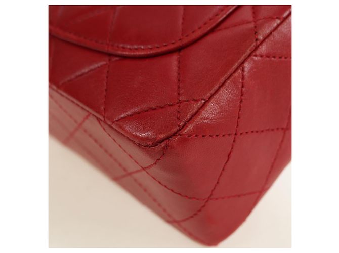 Borsa CHANEL Mini Matelasse 17 in pelle di agnello rossa e oro CC Auth 156630 Rosso D'oro - vista 13