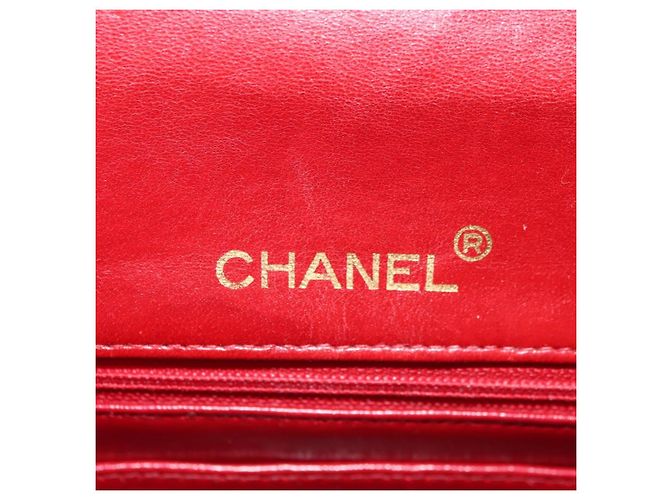 Borsa CHANEL Mini Matelasse 17 in pelle di agnello rossa e oro CC Auth 156630 Rosso D'oro - vista 17