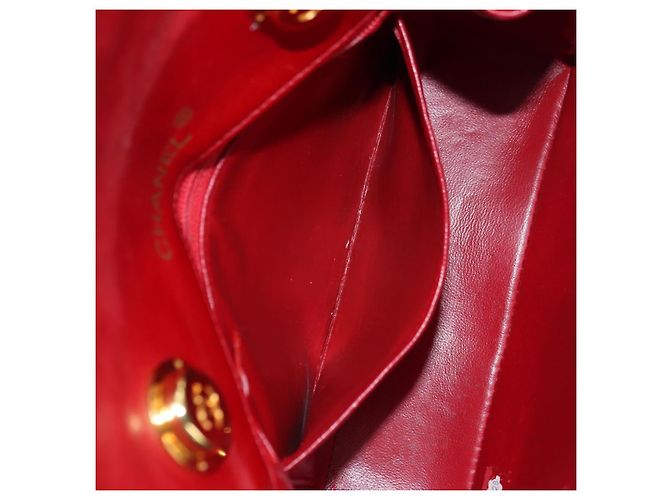 Borsa CHANEL Mini Matelasse 17 in pelle di agnello rossa e oro CC Auth 156630 Rosso D'oro - vista 23