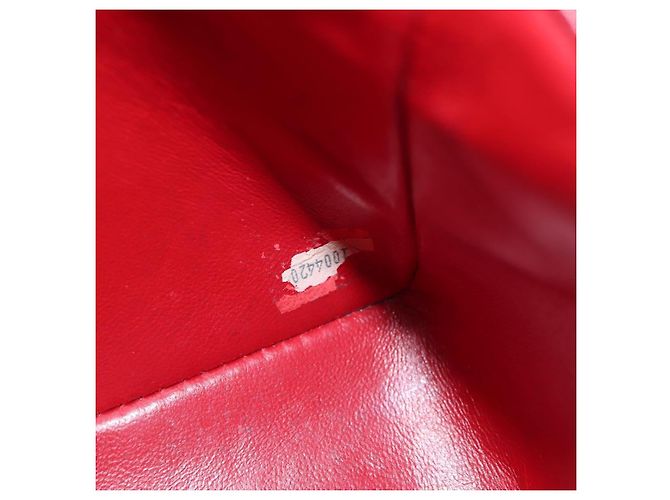 Borsa CHANEL Mini Matelasse 17 in pelle di agnello rossa e oro CC Auth 156630 Rosso D'oro - vista 24