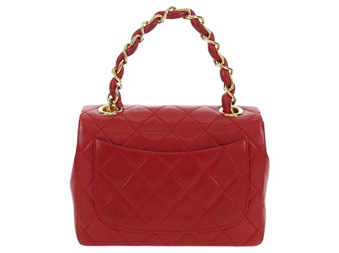 Borsa CHANEL Mini Matelasse 17 in pelle di agnello rossa e oro CC Auth 156630 Rosso D'oro - vista 3