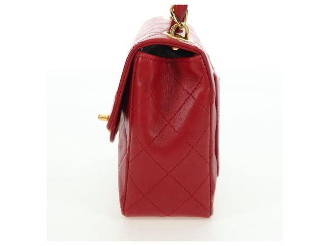 Borsa CHANEL Mini Matelasse 17 in pelle di agnello rossa e oro CC Auth 156630 Rosso D'oro - vista 4
