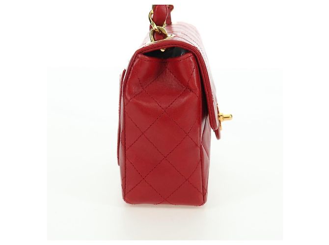 Borsa CHANEL Mini Matelasse 17 in pelle di agnello rossa e oro CC Auth 156630 Rosso D'oro - vista 5