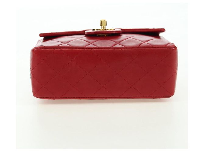 Borsa CHANEL Mini Matelasse 17 in pelle di agnello rossa e oro CC Auth 156630 Rosso D'oro - vista 9