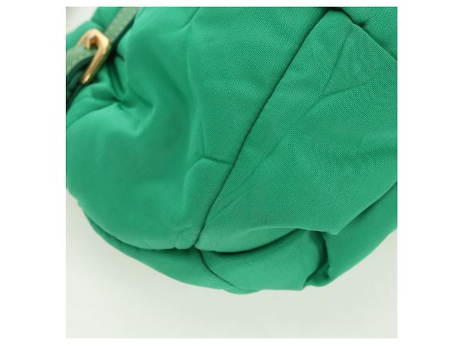 Borsa a Spalla PRADA Nylon Verde Oro Auth 156456 D'oro - vista 10