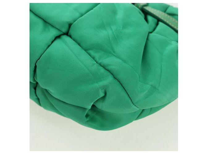 Borsa a Spalla PRADA Nylon Verde Oro Auth 156456 D'oro - vista 13