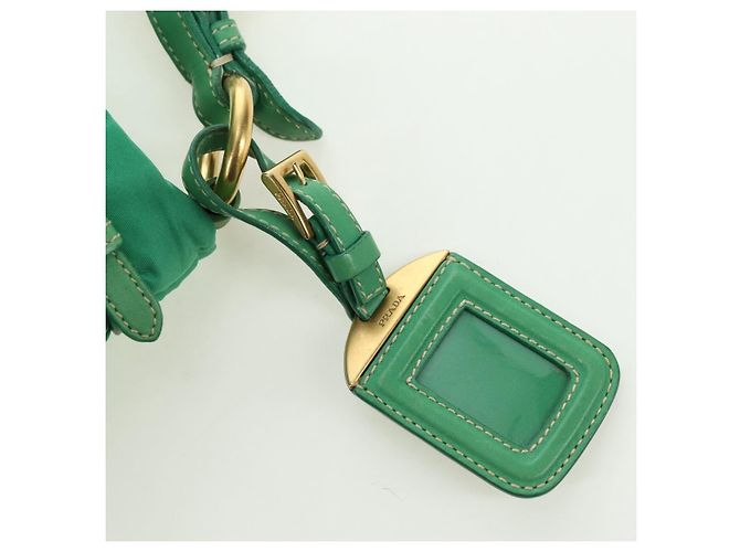 Borsa a Spalla PRADA Nylon Verde Oro Auth 156456 D'oro - vista 14