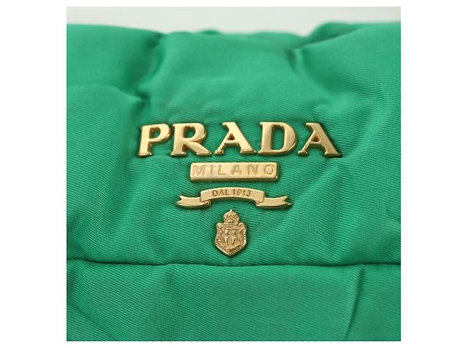 Borsa a Spalla PRADA Nylon Verde Oro Auth 156456 D'oro - vista 15
