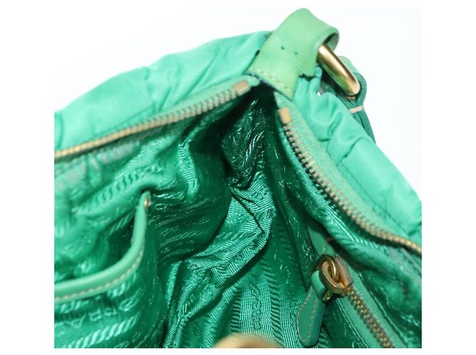 Borsa a Spalla PRADA Nylon Verde Oro Auth 156456 D'oro - vista 19