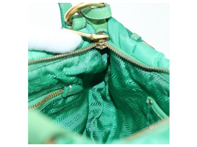 Borsa a Spalla PRADA Nylon Verde Oro Auth 156456 D'oro - vista 20