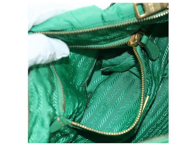 Borsa a Spalla PRADA Nylon Verde Oro Auth 156456 D'oro - vista 22