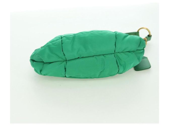 Borsa a Spalla PRADA Nylon Verde Oro Auth 156456 D'oro - vista 9