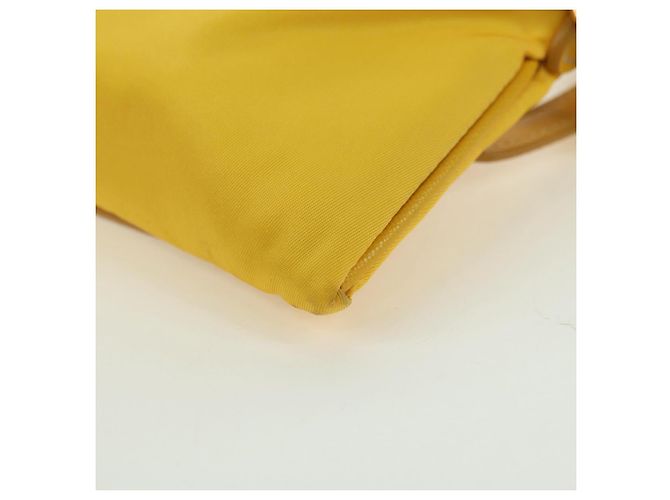Borsa a Spalla con Catena PRADA Nylon Pelle Oro Giallo Auth 143507 D'oro - vista 16