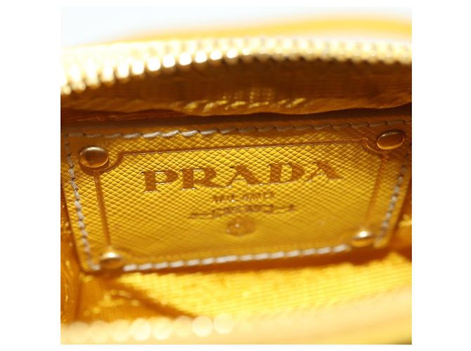 Borsa a Spalla con Catena PRADA Nylon Pelle Oro Giallo Auth 143507 D'oro - vista 20