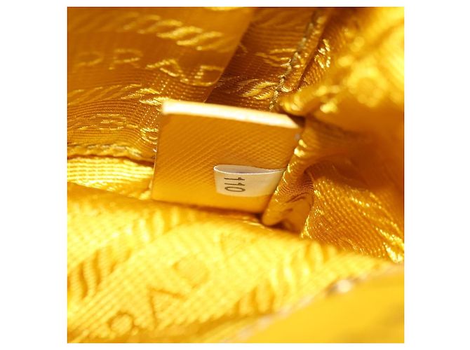 Borsa a Spalla con Catena PRADA Nylon Pelle Oro Giallo Auth 143507 D'oro - vista 24