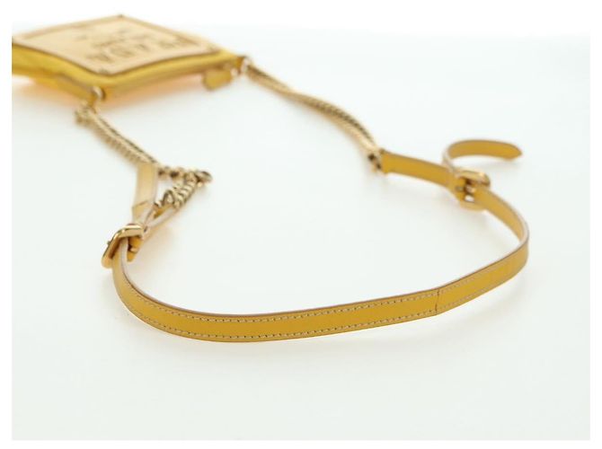 Borsa a Spalla con Catena PRADA Nylon Pelle Oro Giallo Auth 143507 D'oro - vista 7