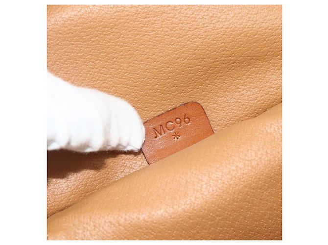 Céline Beauty Case CELINE Macadam Canvas PVC Pelle Marrone Oro Auth 178930A D'oro - vista 12