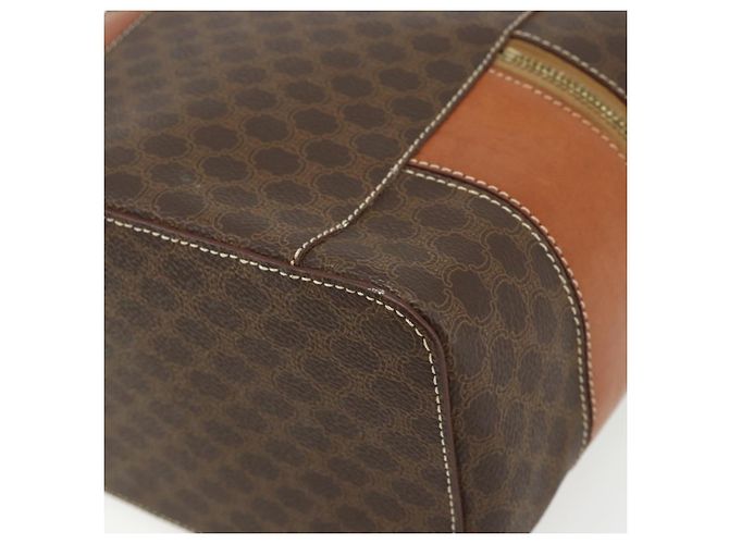 Céline Beauty Case CELINE Macadam Canvas PVC Pelle Marrone Oro Auth 178930A D'oro - vista 16