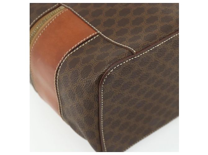 Céline Beauty Case CELINE Macadam Canvas PVC Pelle Marrone Oro Auth 178930A D'oro - vista 17