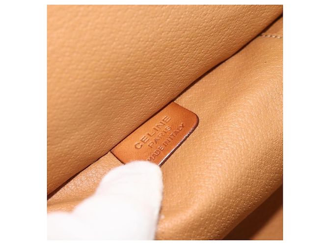 Céline Beauty Case CELINE Macadam Canvas PVC Pelle Marrone Oro Auth 178930A D'oro - vista 19