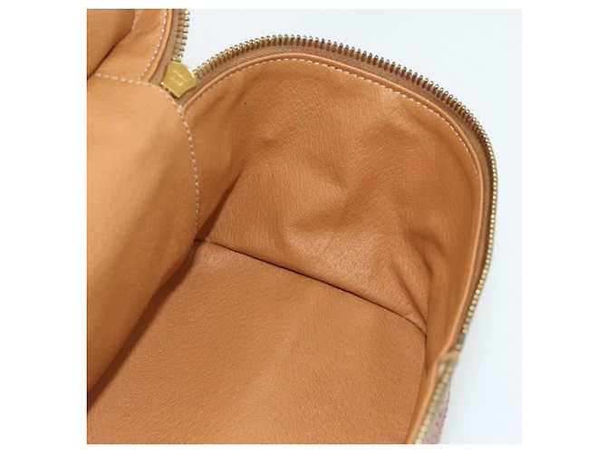 Céline Beauty Case CELINE Macadam Canvas PVC Pelle Marrone Oro Auth 178930A D'oro - vista 20