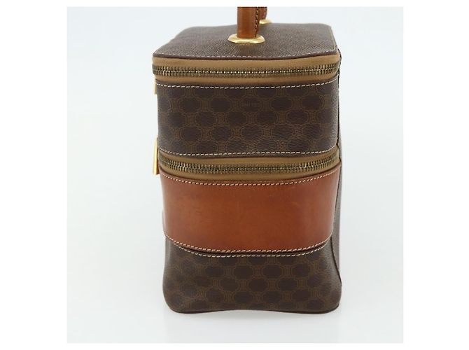 Céline Beauty Case CELINE Macadam Canvas PVC Pelle Marrone Oro Auth 178930A D'oro - vista 4