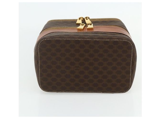 Céline Beauty Case CELINE Macadam Canvas PVC Pelle Marrone Oro Auth 178930A D'oro - vista 5
