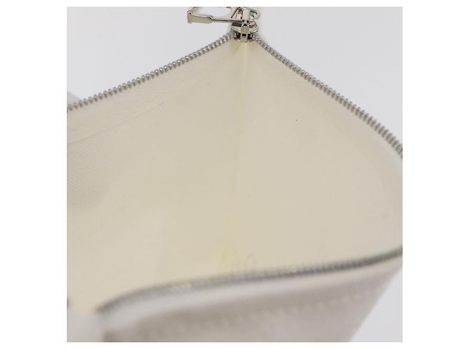 Hermès HERMES Trousse Flats Adada Pouch Cotone Bianco Argento Auth bs35071V - vista 14