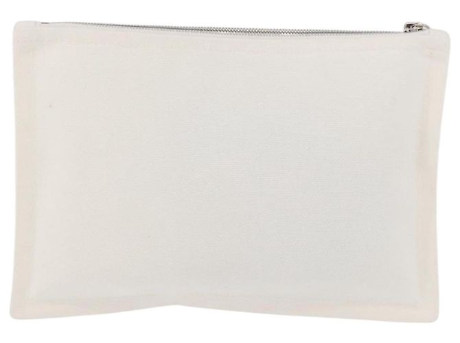 Hermès HERMES Trousse Flats Adada Pouch Cotone Bianco Argento Auth bs35071V - vista 3