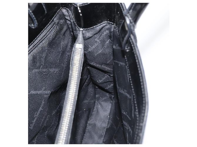 Borsa Tote Salvatore Ferragamo in vernice nera e argento Auth bs34940 Nero - vista 21