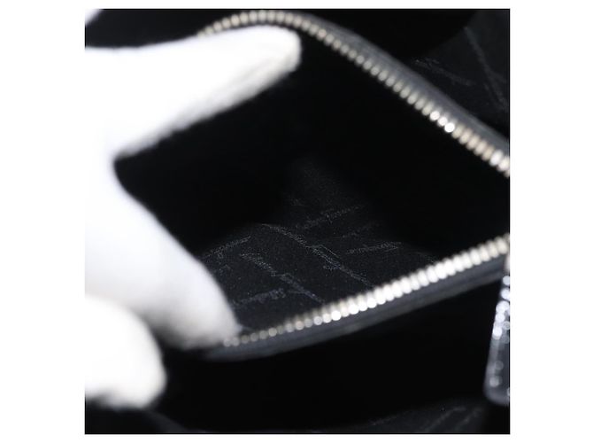 Borsa Tote Salvatore Ferragamo in vernice nera e argento Auth bs34940 Nero - vista 24
