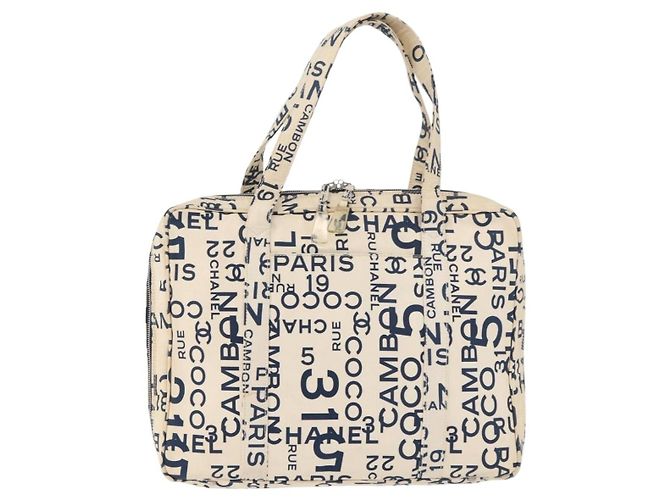 CHANEL By Sea Line Tote Bag Canvas Weiß Silber CC Auth 178508 - Ansicht 13
