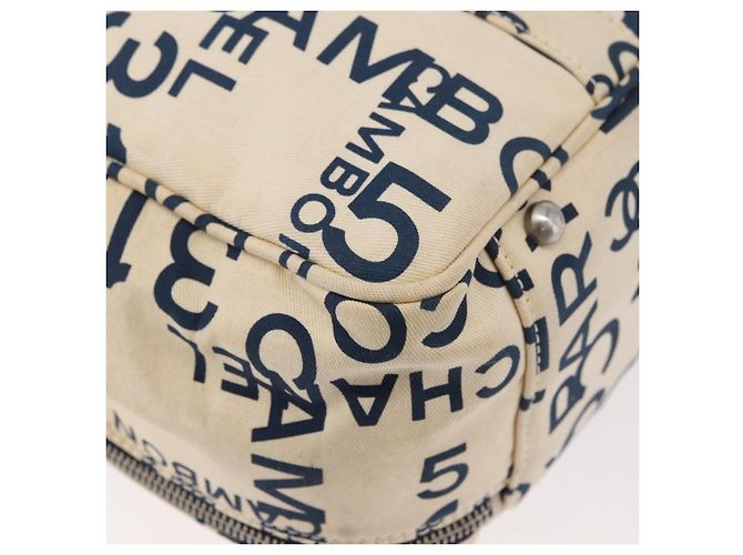 CHANEL By Sea Line Tote Bag Canvas Weiß Silber CC Auth 178508 - Ansicht 15