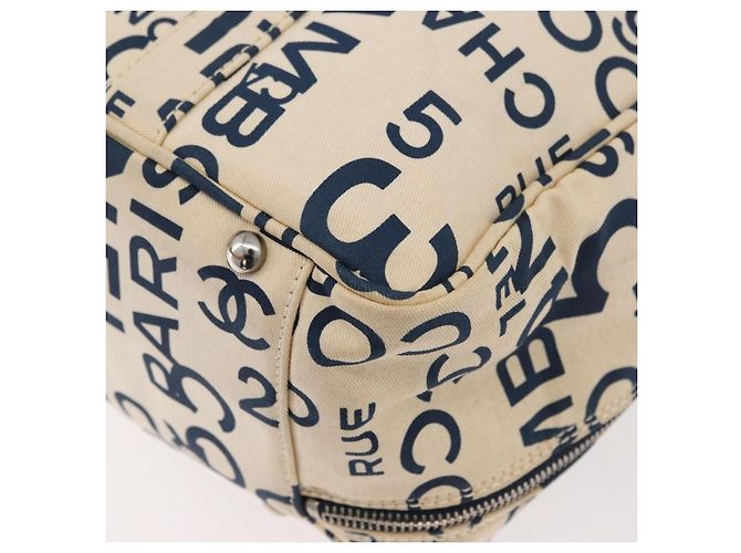 CHANEL By Sea Line Tote Bag Canvas Weiß Silber CC Auth 178508 - Ansicht 16