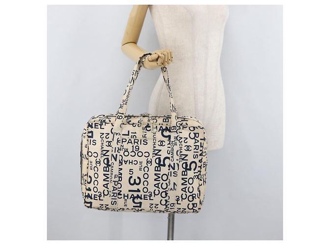 CHANEL By Sea Line Tote Bag Canvas Weiß Silber CC Auth 178508 - Ansicht 23