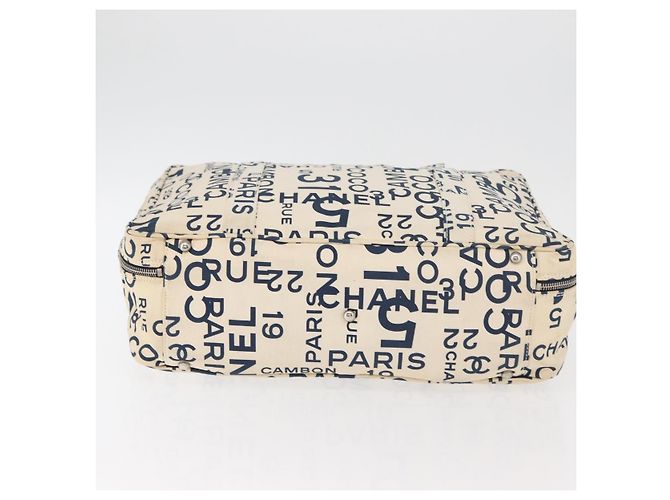 CHANEL By Sea Line Tote Bag Canvas Weiß Silber CC Auth 178508 - Ansicht 5