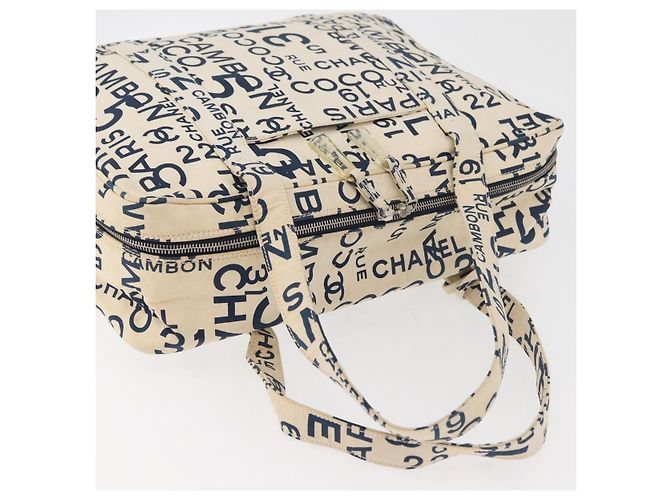 CHANEL By Sea Line Tote Bag Canvas Weiß Silber CC Auth 178508 - Ansicht 6